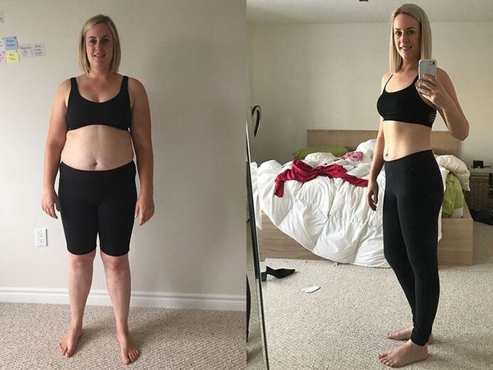Antes e depois da extrema perda de peso em uma semana em casa